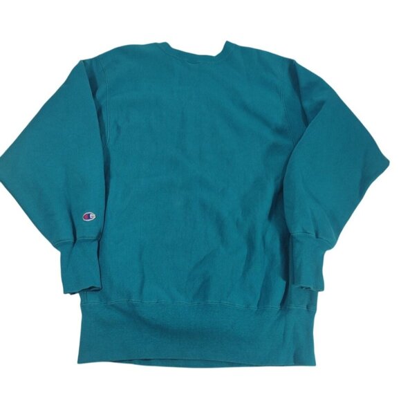 Vintage 90s Champion Reverse Weave Logo Blue Crewneck Sweatshirt XL  Mad… - Picture 3 of 9